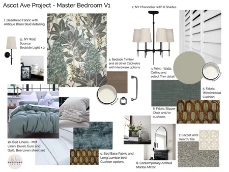 Ascot Ave - Master Bedroom V1 Interior Design Mood Board by Helen Sheppard on Style Sourcebook