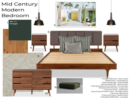 Mid Century Modern Bedroom Interior Design Mood Board by Eden Dinsmore on Style Sourcebook