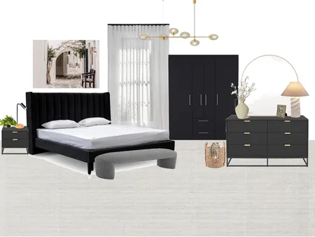 Black and neutral bedroom Interior Design Mood Board by Allison Kayes Designs on Style Sourcebook