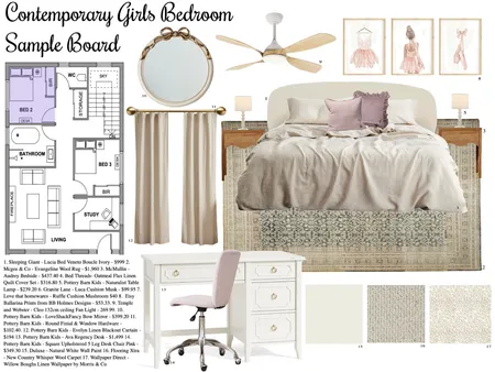 Girls Bedroom Interior Design Mood Board by Nicole Williams on Style Sourcebook