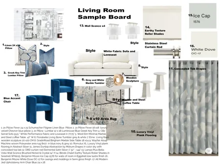 Living Room Sample Board Interior Design Mood Board by thebridalroominc@gmail.com on Style Sourcebook