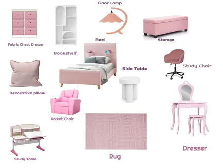 Girls Room Interior Design Mood Board by HiranJani on Style Sourcebook