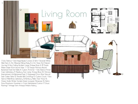 MODULE 9 Living Room Sample Board Interior Design Mood Board by hannah.piper.galvin@gmail.com on Style Sourcebook