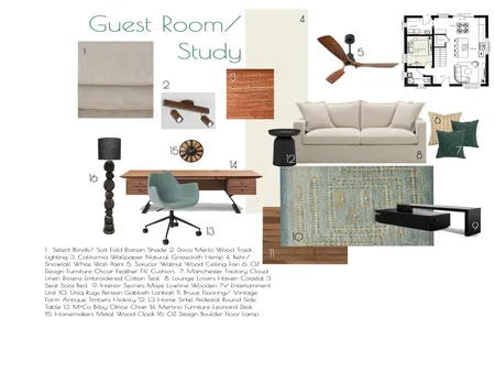MODULE 9 Guest Room Sample Board Interior Design Mood Board by hannah.piper.galvin@gmail.com on Style Sourcebook