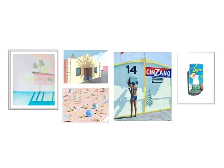 bedroom art option pinks/blues Interior Design Mood Board by cwloane@gmail.com on Style Sourcebook