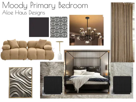 moody primary bedroom Interior Design Mood Board by aloehaus on Style Sourcebook