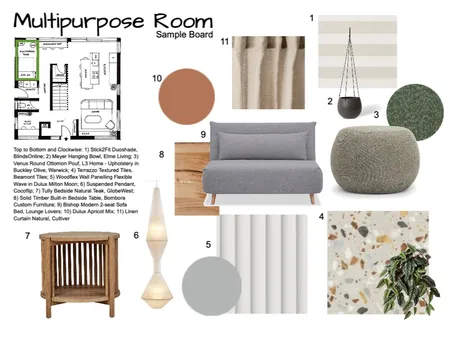 Multipurpose Room Sample Board Interior Design Mood Board by Prissilla Rademakers on Style Sourcebook