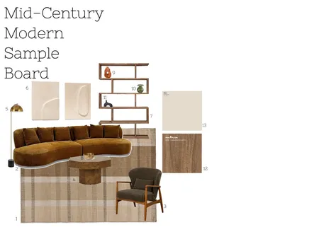 Mid-Century Modern Sample Board Interior Design Mood Board by jayda.drummond on Style Sourcebook