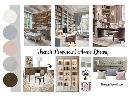 French Provincial Home Library Interior Design Mood Board by June Tulong on Style Sourcebook
