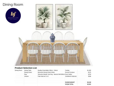 Hamptons Dining Room Interior Design Mood Board by MIKI INTERIOR DESIGN on Style Sourcebook