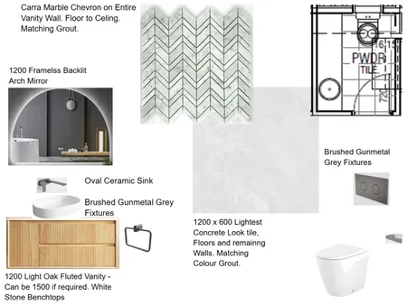 Marks Downstairs Powder Room Interior Design Mood Board by staged design on Style Sourcebook