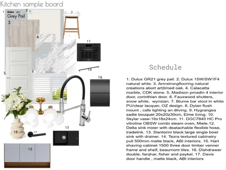 kitchen sample board Interior Design Mood Board by Vicky Moetjie on Style Sourcebook