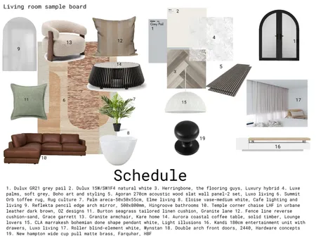 Living room sample board Interior Design Mood Board by Vicky Moetjie
