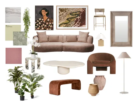 Green earthy Livingroom Interior Design Mood Board by yassmenyousef on Style Sourcebook