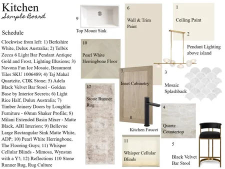 Module 9 - Kitchen Sample Board Interior Design Mood Board by salenebb on Style Sourcebook