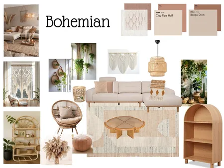 Bohemian Living Room Interior Design Mood Board by Finch and Fable