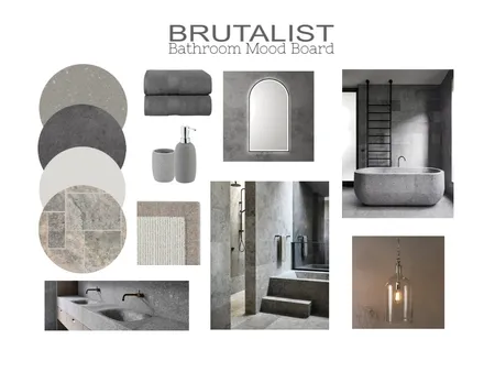 Brutalist Bathroom Mood Board Interior Design Mood Board by zoelwil