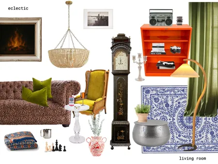 Eclectic Living Room Interior Design Mood Board by justineliasmorales
