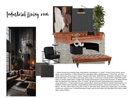 Industrial Living room Interior Design Mood Board by NinaAlbadri on Style Sourcebook