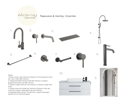 hardware and Fixtures TAPWARE- Granite Interior Design Mood Board by Alice + Ivy Design Studio on Style Sourcebook