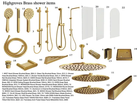 Highgroves Brass Shower Items Interior Design Mood Board by maeve home & style