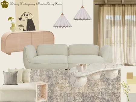 Dreamy Contemporary Modern Living Room Interior Design Mood Board by Moodi Interiors on Style Sourcebook