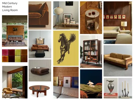 Mid Century Modern Living Room Interior Design Mood Board by Harrietgreenslade