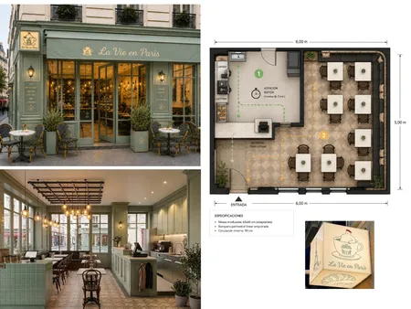 Cafe La Vie en Paris Interior Design Mood Board by jesicavera@gmail.com on Style Sourcebook