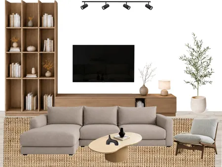 Living  - Modernidad Organica y Calida Estante Madera 2 Interior Design Mood Board by Daibrojt