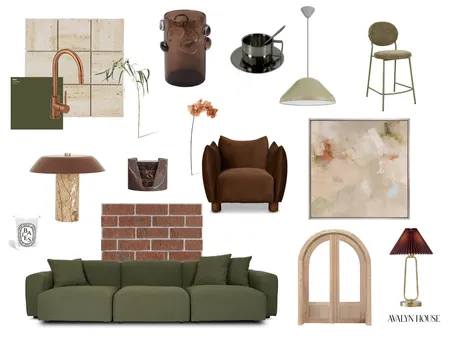 Olive Earthy Kitchen to Living Area Interior Design Mood Board by AVALYN HOUSE