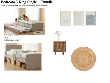 Bedroom 3 -King single beds Interior Design Mood Board by IIDR Interior Design