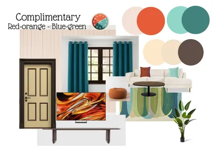Color Harmony: Complimentary (Red-orange:Blue-green) Interior Design Mood Board by Ann Clariz Yap-Arcilla