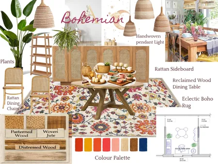 Client B Bohemian Dining Room_Collage Interior Design Mood Board by Bonnieho