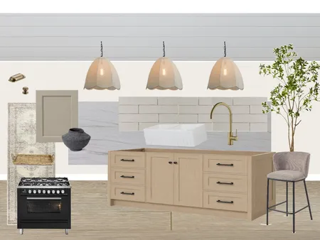 Neutral Modern Farmhouse Kitchen Interior Design Mood Board by Your Design Companion