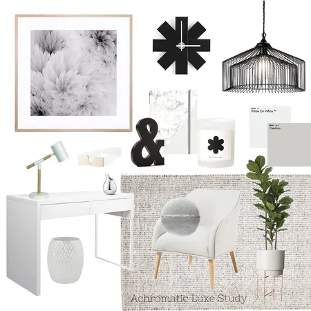 Achromatic Luxe Study Interior Design Mood Board by AnnabelFoster on Style Sourcebook