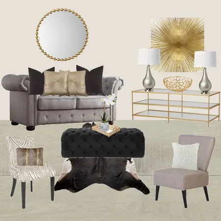 Stylish Living Room Interior Design Mood Board by theglam
