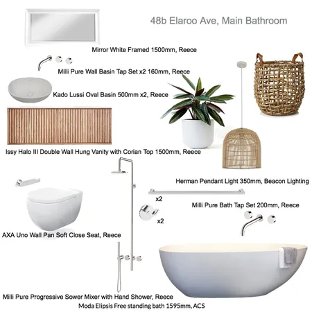 48b Elaroo Ave, Main Bathroom Interior Design Mood Board by Design Divine Interiors on Style Sourcebook