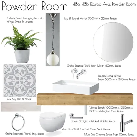48b Elaroo Ave, Powder Room Interior Design Mood Board by Design Divine Interiors on Style Sourcebook