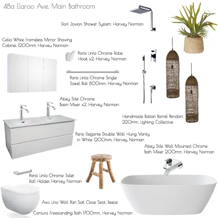 48a Elaroo Ave, Main Bathroom Interior Design Mood Board by Design Divine Interiors on Style Sourcebook