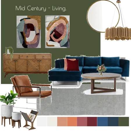 mid century modern lounge Interior Design Mood Board by Rhiannon Lee, Oleander & Finch Interiors