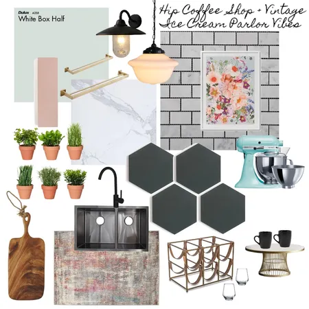 Hip Coffee Shop + Vintage Ice Cream Parlor Vibes Interior Design Mood Board by agoicoch on Style Sourcebook