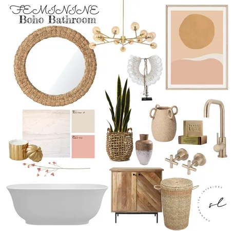 Boho bathroom - feminine Interior Design Mood Board by Shannah Lea Interiors on Style Sourcebook