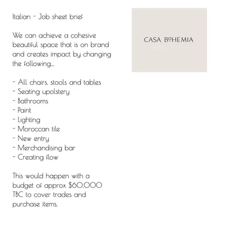 Italian - Job sheet brief Interior Design Mood Board by RACHELCARLAND on Style Sourcebook