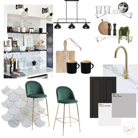 Black &amp; Gold Kitchen Interior Design Mood Board by Eliza Grace Interiors on Style Sourcebook