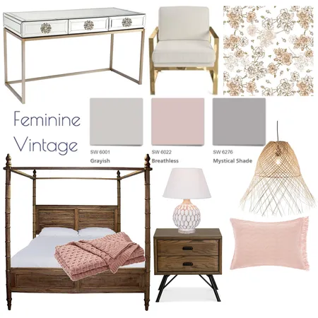 Feminine Vintage Interior Design Mood Board by michelleteresa