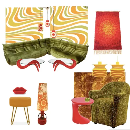 Retro Cannabis Coffeeshop Lounge Interior Design Mood Board by N.Oriana on Style Sourcebook