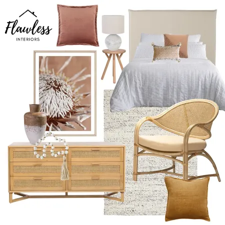 boho styled guest bedroom Interior Design Mood Board by Flawless Interiors Melbourne