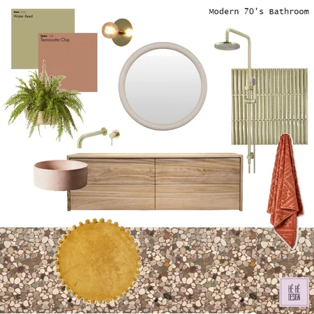 Modern 70's Bathroom Interior Design Mood Board by hehedesign on Style Sourcebook