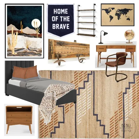 Vintage, industrial boys room Interior Design Mood Board by Sisu Styling on Style Sourcebook