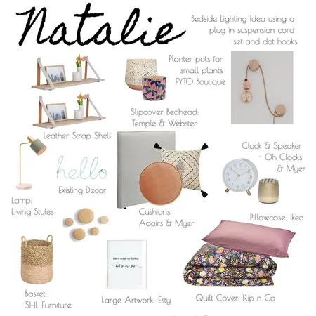 Natalie Bedroom Interior Design Mood Board by Boutique Yellow Interior Decoration & Design on Style Sourcebook